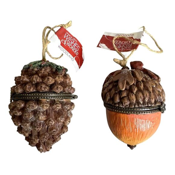 Home Accents Wishes and Wonder Woodland Ornament Nut Pinecone Treasure Box - Picture 1 of 9